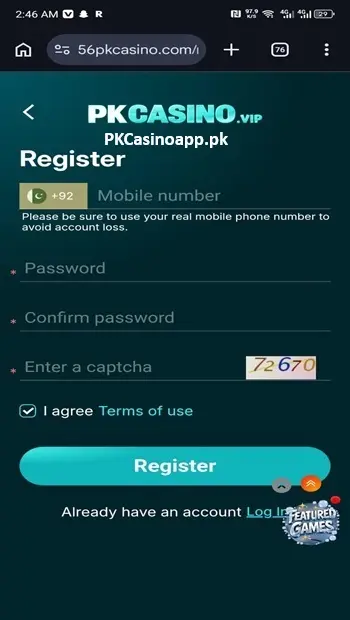 PK Casino Register